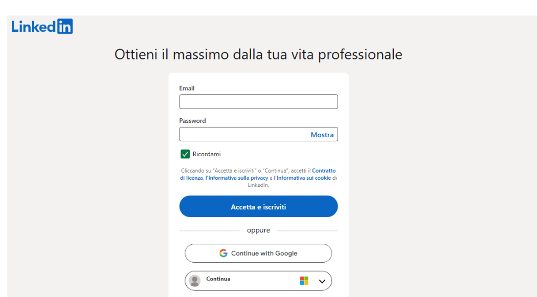 come aprire un profilo linkedin pagina registrazione